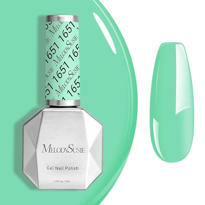 MelodySusie Mint Green Gel Nail Polish,0.5fl oz Nails Soak Off UV LED Bright Green Gel Polish Gift for Women Nail Art Manicure Salon DIY Nail Design Decoration at Home-1651