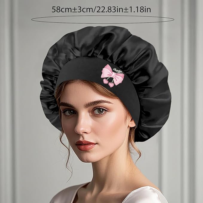 Black Satin Bonnet for Sleeping Black Women Single Layer