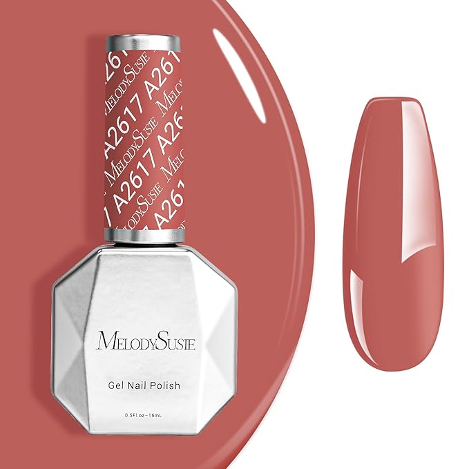 MelodySusie 0.5fl oz Red Brown Gel Nail Polish, Nails Soak Off UV LED Cinnamon Red Gel Polish Gift for Women Nail Art Manicure Salon DIY Nail Design Decoration at Home-A2617