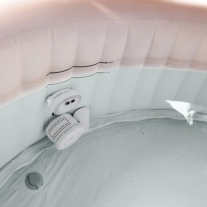INTEX PureSpa 4 Person Bubble Massage Inflatable Hot Tub Spa Bundled with Battery Powered Multicolor LED Light, and Adjustable Headrest (2 Pack)