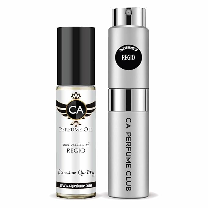 CA Perfume Duo Impression of Regio For Women And Men Perfume Layering Set Long Lasting Travel Size EDP + Body Oil Roll-On Bottle 0.27 Fl Oz+0.33 Fl Oz