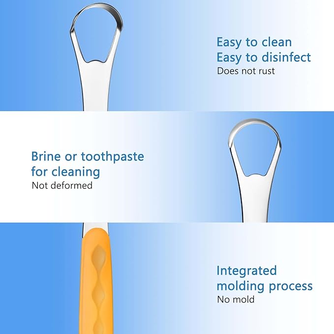 4 Pcs Tongue Scraper Cleaner Adults and Kids Stainless Steel Tongue Brush Metal Scraper Reduce Bad Breath with Travel Cases for Men Women Oral Mouth(Purple, Orange, Blue and Black)