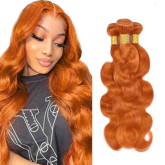 30 32 34 inch WuvuSnm 350 Human Hair Bundles Ginger Body Wave Bundles Orange Body Wave Bundle 150g