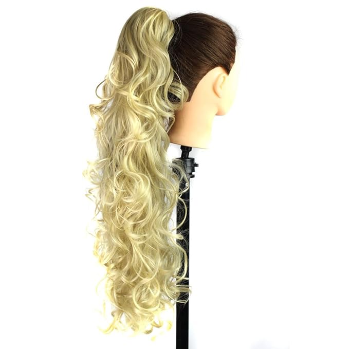 S-ssoy 31"(78cm) Women's Curly Pony Tail Hair Piece Synthetic Claw Clip Ponytail Wavy Long Curled in Hair Extension Extensions Long/Voluminous Wig Hairpieces for Women Girls Lady, 24B-613#