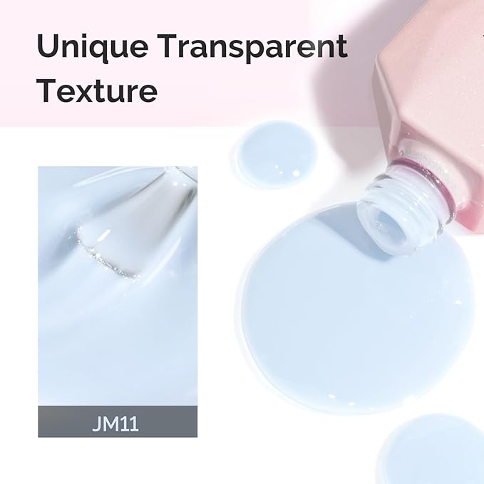 MelodySusie Milky Blue Gel Nail Polish, 0.5Fl.oz Jeweliver Gel Polish Translucent Light Baby Blue Pastel Color White Soak Off UV LED Art Design Manicure Gift for Girls Salon DIY At Home JM11