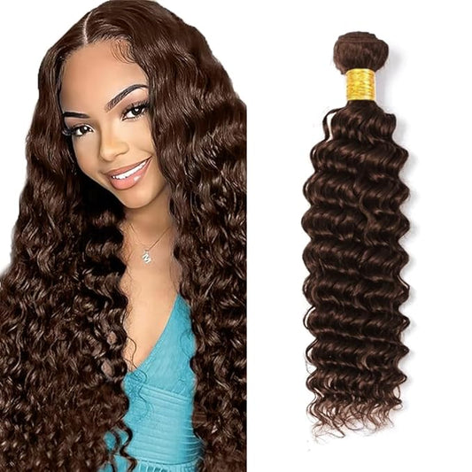 #4 Human Hair Bundles Brown Deep Wave Bundles 18 inch Color #4 Deep Wave Bundle 100g