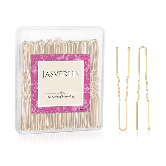U Shaped Hair Pins Blonde, 2.4 Inch Women Buns Bobby Pins, Gold Long Bun Hairpins for Girls Thick Curly Wig Hair Styling Accessories Ballet 100 Pcs