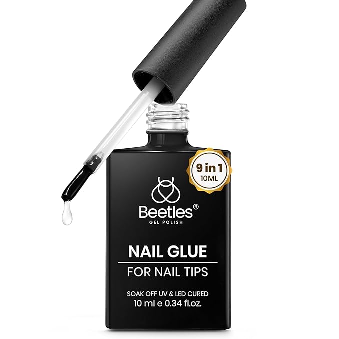 beetles Gel Polish 9 in 1 Nail Glue Gel for Nails Tips 10ml Long Lasting Uv Nail Glue for Acrylic False Nail Tips Base Coat Blooming Nail Gel Led Lamp Required