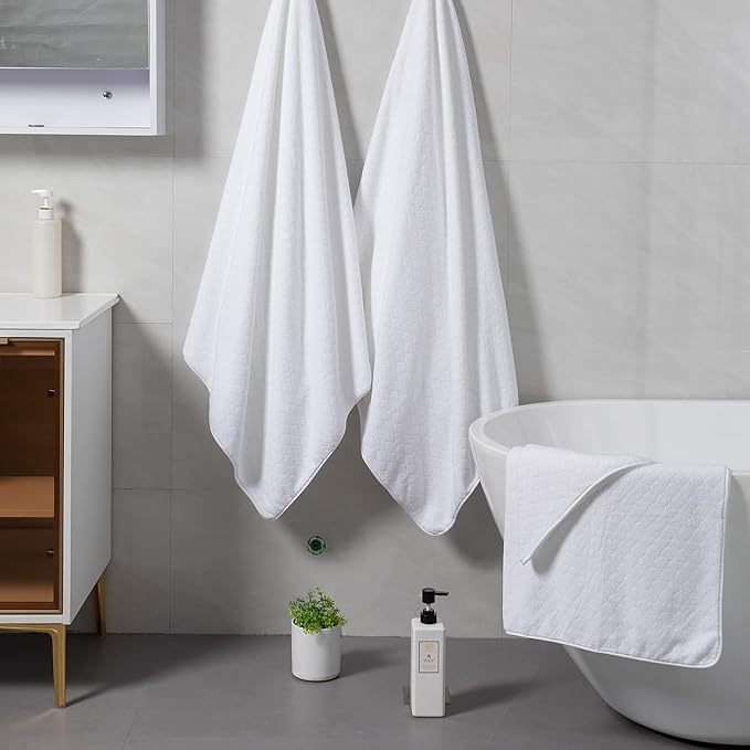 Ycosy 2 Pack Hand Towels Set 16"x31",White Towel Set for Bathroom,Quick Dry Thick and Highly Absorbent Hand Towel,Ultra Soft Microfibers Premium Towel Set for Bathroom Hotel,Spa,Gym