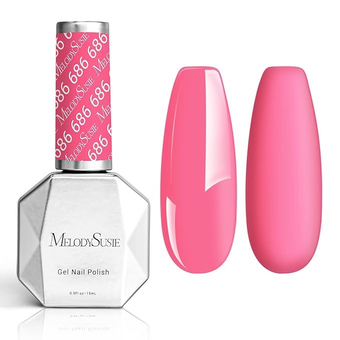 MelodySusie Thick Bright Pink Gel Nail Polish,0.5fl oz Nails Soak Off UV LED Rose Pink Gel Polish Christmas Gift for Women Nail Art Manicure Salon DIY Nail Design Decoration at Home-686