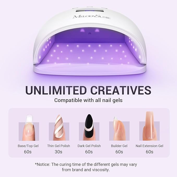 MelodySusie Professional UV LED Nail Lamp, P-Plus30I High Efficient Nail Dryer with 3 Timers & Detachable Base Cures All Hard Gels, Especially Rhinestone Glue, Solid & Liner Gel Polishes
