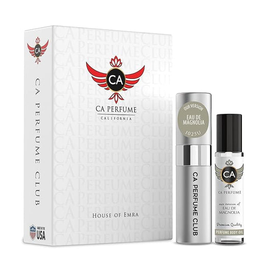 CA Perfume Impression of Eau De Magnolia for Women & Men Eau De Parfum Spray Long Lasting Floral Perfume Layering Set 0.27 Fl Oz + 0.33 Fl Oz