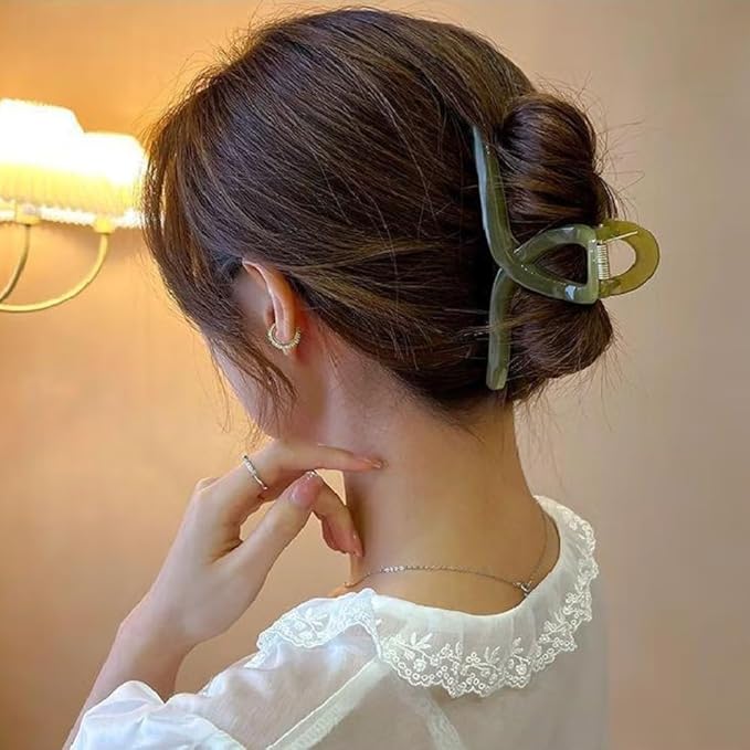 large claw clips, jumbo hair clip, claw hair clips for women, hair clips for thin hair, 4 pcs, 6-inch, Neutral Color.