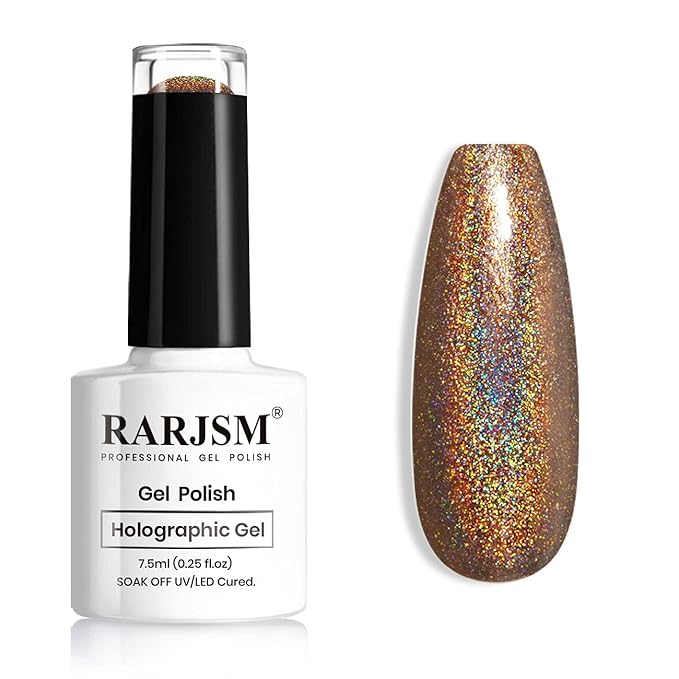 RARJSM Holographic Nail Polish Caramel Brown Gel Polish Mermaid Unicorn Effect Soak Off Nail Gel Curing Required Nail Art Home GelManicure