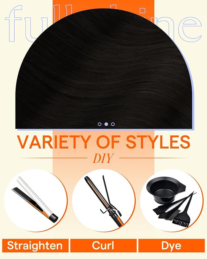 Full Shine Injected Seamless PU Clip in Hair Extensions Real Human Hair Natural Black 18 Inch Invisi Edge Hair Extension Seamless Clip ins for Women 120 G 6 PCS
