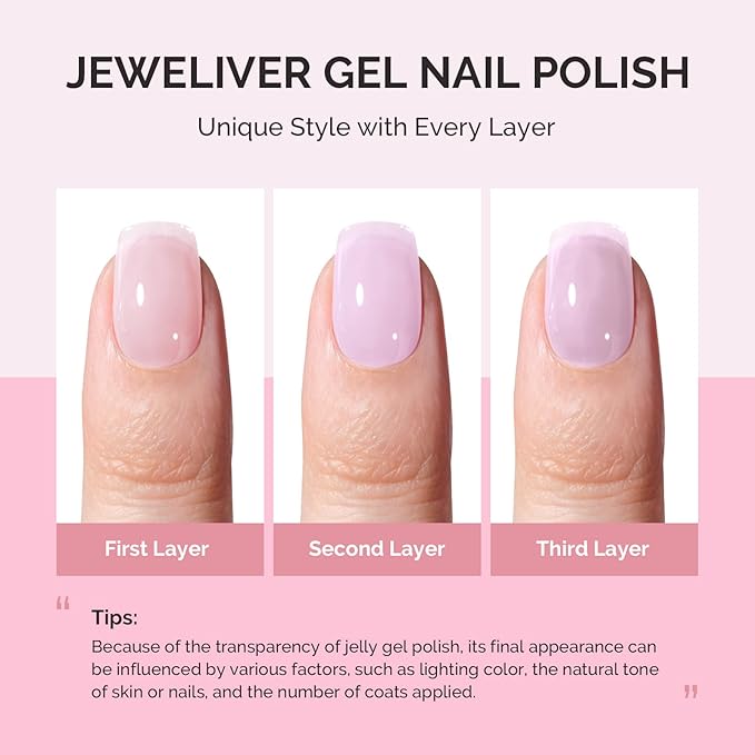 MelodySusie Milky Gel Nail Polish, 0.5Fl Oz Jeweliver Gel Polish Milky White Purple Pastel Color Soak Off UV LED Light Cure Spring Summer Colors Manicure Nail Art DIY at Home JM05