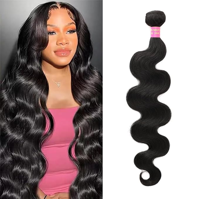 12A Human Hair Bundles Body Wave 12 Inch 100% Unprocessed Brazilian Virgin 1 Bundle Human Hair Extensions Quick Weave Bundles Human Hair Natural Black