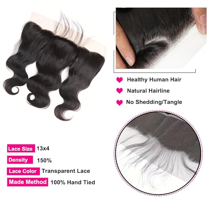 13x4 HD Lace Frontal Body Wave 0.1mm SKINLIKE Ultra Thin Invisible HD Lace Frontal Closure Melt Into Skin Easily Pre Plucked With Baby Hair 12A Grade Brazilian Human Hair 16 Inch