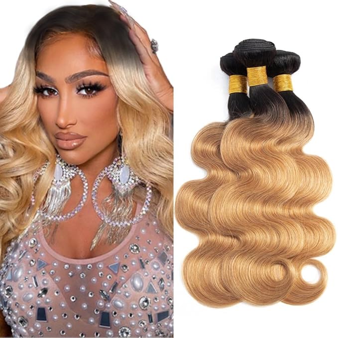 Ombre Human Hair Bundles 1B27 Body Wave Bundle Ombre Body Wave 3 Bundles/150g 22 24 26 Inch Brazilian Unprocessed Virgin Hair Extensions