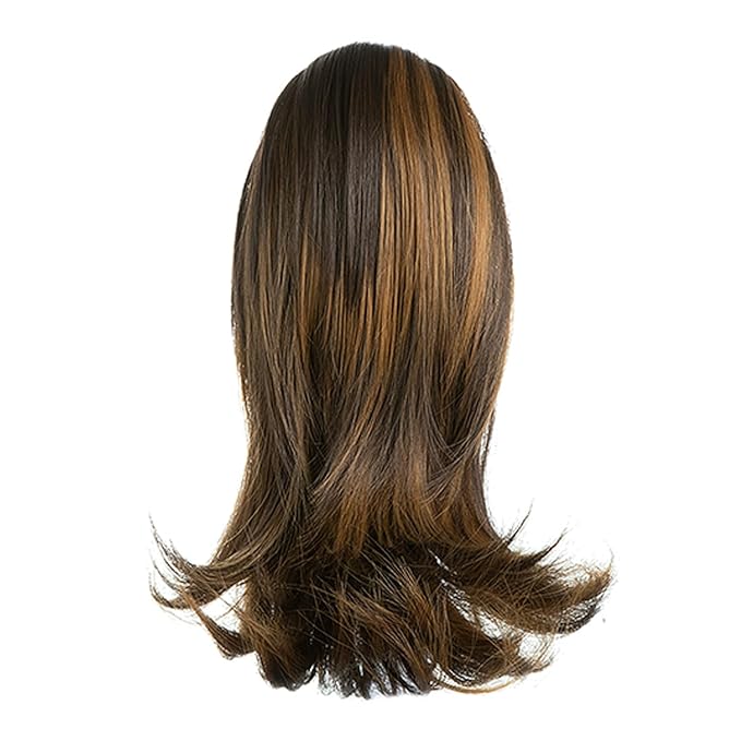 Ponytail Hair Extensions, 12 Inch Claw Clip Ponytail Hair Extensions for Women, Chin Clip Wigs, Soft Synthetic Wigs-Dark Brown Golden Auburn