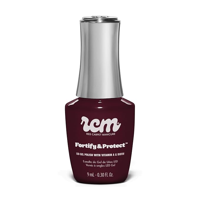 RC Red Carpet Manicure Fortify & Protect LED Gel Nail Color - Long-Lasting, Vibrant, Professional Quality, High Shine, Chip-Resistant - Infused with Vitamin A & Biotin (Film Reel Red, 0.3 Fl Oz)