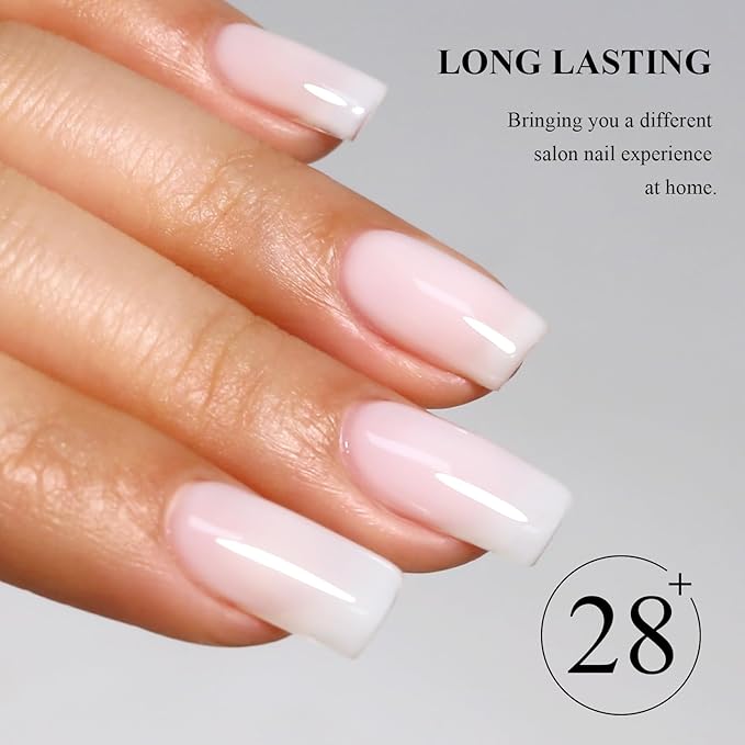 Imtiti Milky White Gel Nail Polish, Jelly Nude Sheer White Gel Polish for Nails, Translucent White UV/LED Soak Off Gel Polish for DIY Nail Art Manicure and Pedicure at Home or Salon (0.34 Fl Oz-1924)