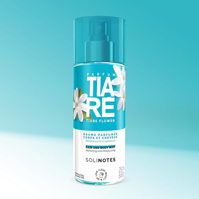Solinotes Tiaré Body Mist – Alcohol-Free, Long-Lasting Fruity Floral Scent with Coconut, Peach, Vanilla & Musk– Clean, Refreshing Hair & Body Perfume Spray for Women (8.45 Fl Oz)