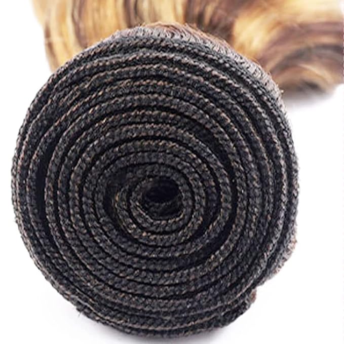 Freiuoke Hair P4/27 Deep Wave Bundles 27 Loose Deep Wave Bundle Human Hair Unprocessed Virgin Hair 3 Bundles 12 14 16 Inch Honey Blonde Bundle
