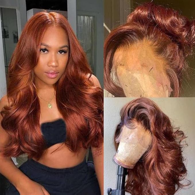 Reddish Brown Human Hair Wig Body Wave 13x6 Lace Front Wigs Human Hair Wigs For Black Women 28 Inch