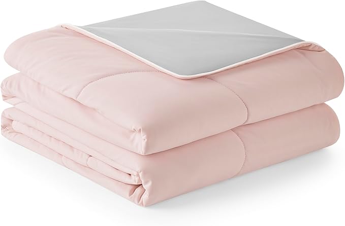 Cozy Bliss Cooling Comforter King Size, Cooling Blankets for Hot Sleepers and Night Sweats,Pink Gray Summer Comforter for King Size Bed, Breathable Soft Lightweight Silk Smooth