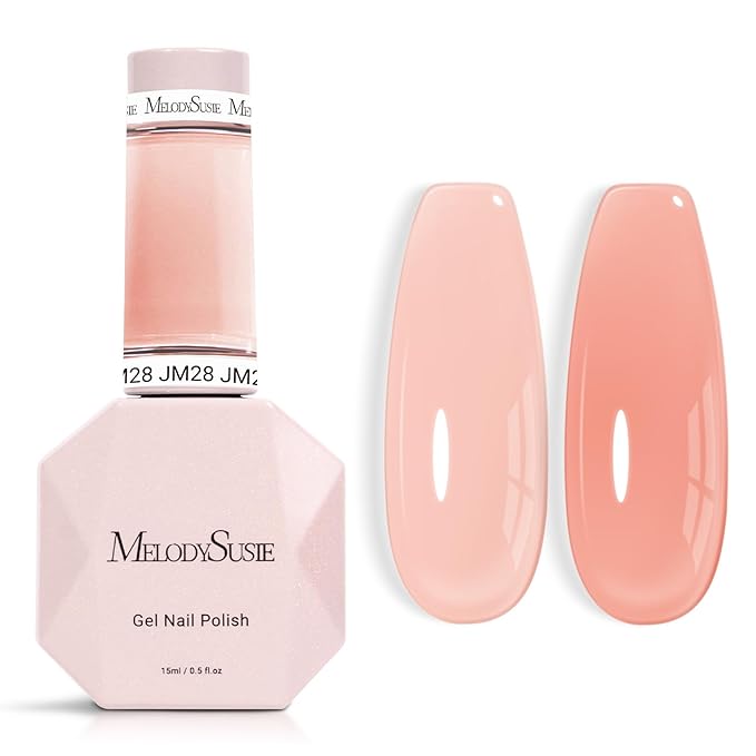 MelodySusie Nude Gel Nail Polish, 0.5Fl.oz Jeweliver Milky Gel Polish Milky Nude Pastel Color Sheer Gel Nails Soak Off UV LED Light Cure Gift for Manicure Nail Art DIY at Home JM28