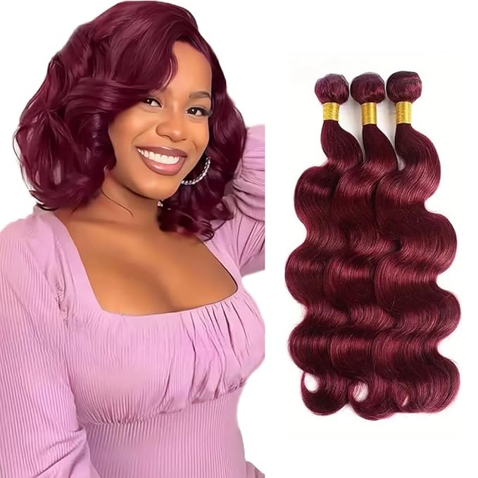 Burgundy Bundles Human Hair 99j Bundles Red Human Hair Bundle 14 16 18 inch Burgundy Body Wave Bundle 300g