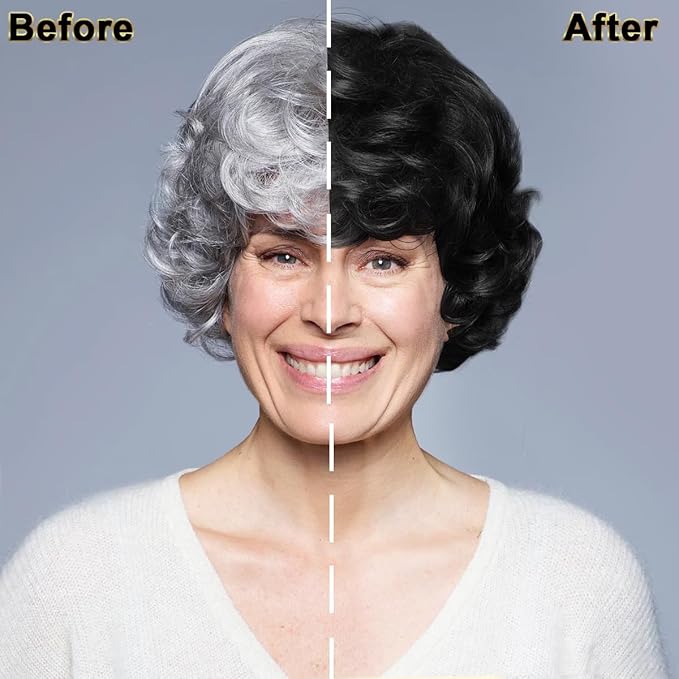 IIIMEIDU Black Hair Dye Shampoo 3 in 1 for Gray Hair, Herbal Ingredients Shampoo Black Hair Dye for Women Men, Grey Coverage Shampoo 500ml