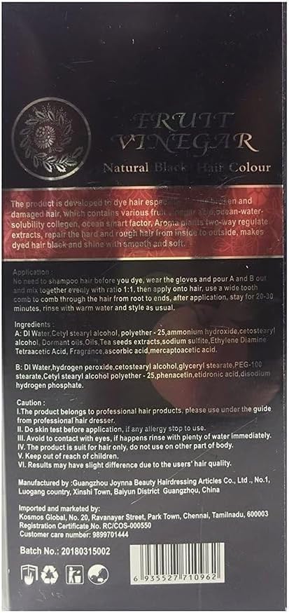 Beaute-Blanc Professional Fruit Vinegar Black Gel Color, Green Glass Bottle, 500ml x 2, Hair Treatment