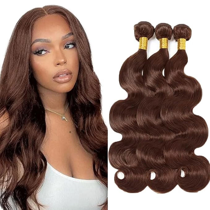 28 30 32 inch #4 Bundles Human Hair Brown Body Wave Bundle Dark Brown Human Hair 3 Bundles Double Weft No Tangle