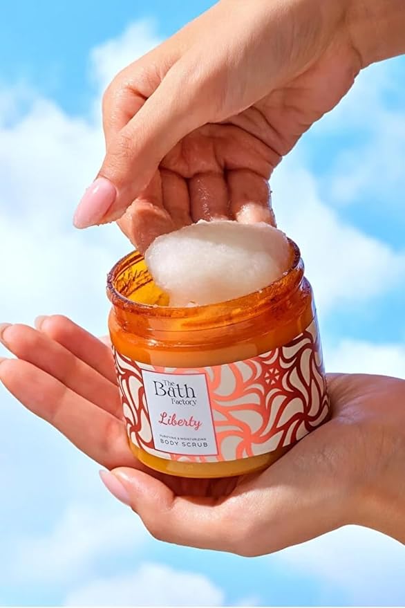 Liberty Body Scrub – Exfoliating Sea Salt & Shea Butter Body Wash with Jojoba, Avocado & Vitamin C Oils | Hydrating Skincare for Smooth, Radiant Skin, 8oz