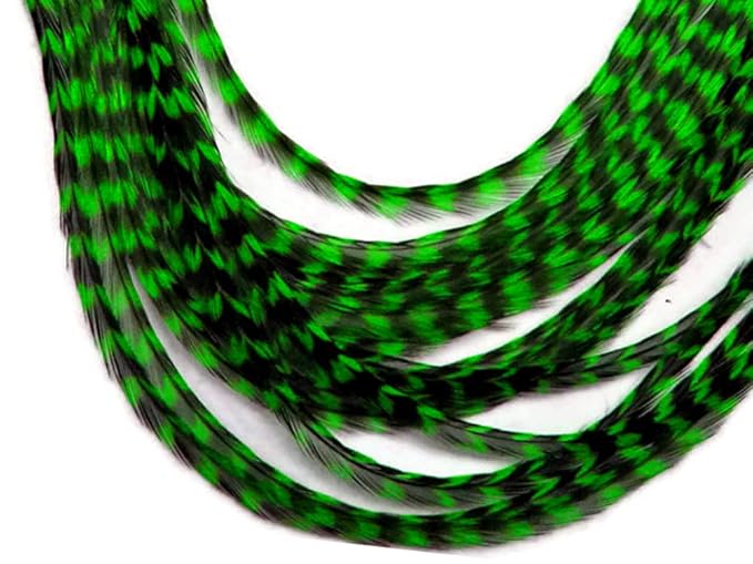 10 Pieces – Kelly Green Grizzly Thin Long Whiting Farm Rooster Hair Extension Feathers Fly Tying Summer | Moonlight Feather