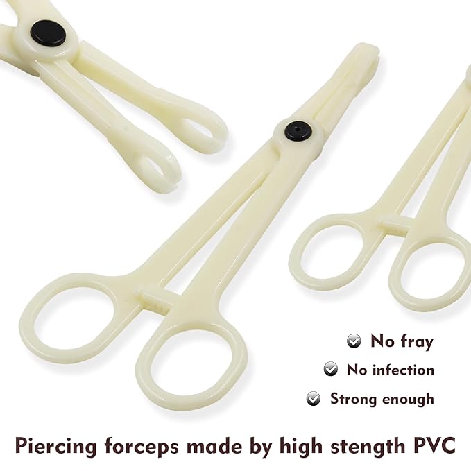 Rayyl Body Piercing Tool Kit - 42Pcs Piercing Kit with 12G 14G 16G 18G 20G Piercing Needles Piercing Clamps Forceps for Ear Nose Belly Button Tongue Eyebrow Body Piercing Tool Kit Piercing Supplies