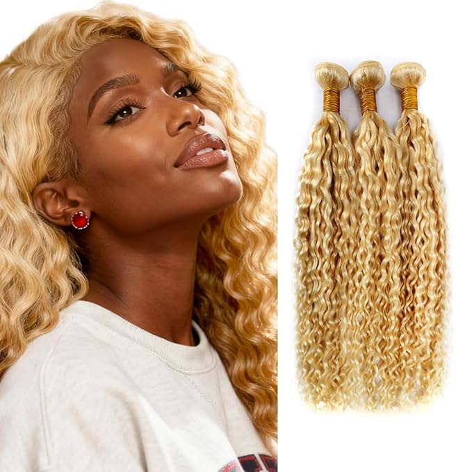 28 30 32 inch P27613 Human Hair Bundles Blonde Curly Bundles Human Hair 613 Bundle 613/27 Kinky Curly Bundle 2 Tone 150g