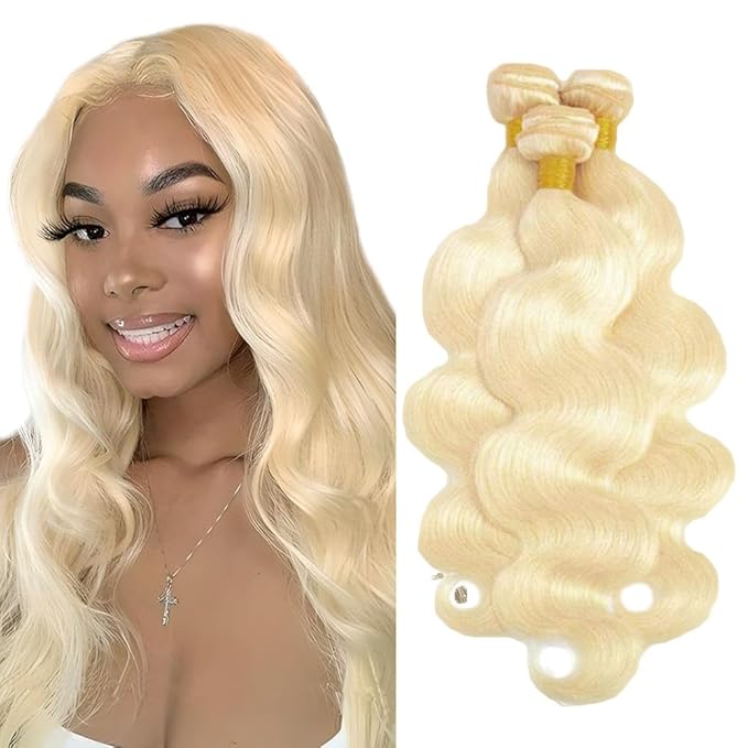 28 28 28 Inch 613 Bundles Blonde Body Wave Bundle Human Hair Long Loose 613 Body Wave 3 Bundles Human Hair Extensions Blonde Bundle