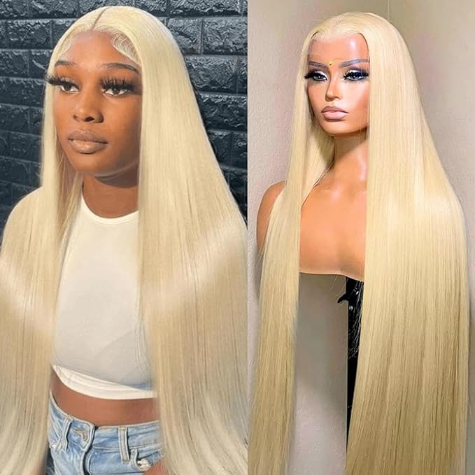 LICHANG 28 Inch 613 Lace Front Wig Human Hair 13X4 Blonde Straight Pre Plucked 200% Density