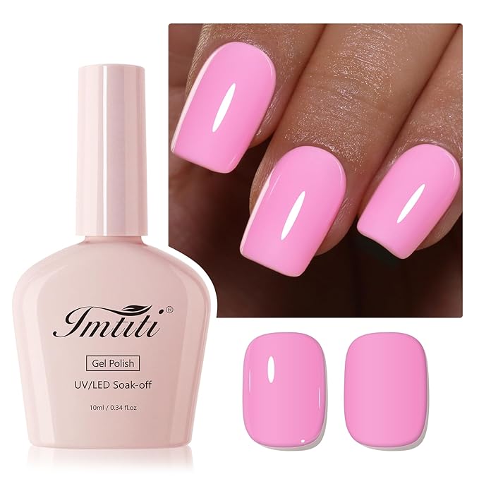 Imtiti Baby Pink Gel Nail Polish, 1Pcs Pink Soak Off UV LED Gel Polish, Long Lasting, Nail Art Manicure Salon DIY at Home for Spring and Summer (0.34 Fl Oz-989)