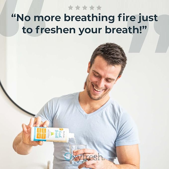 Oxyfresh Lemon Mint Fresh Breath Mouthwash – Bad Breath Treatment – SLS & Fluoride Free – Alcohol Free, Gentle Nonburning with Xylitol & Essential Oils – Pro Size Gallon 128 oz