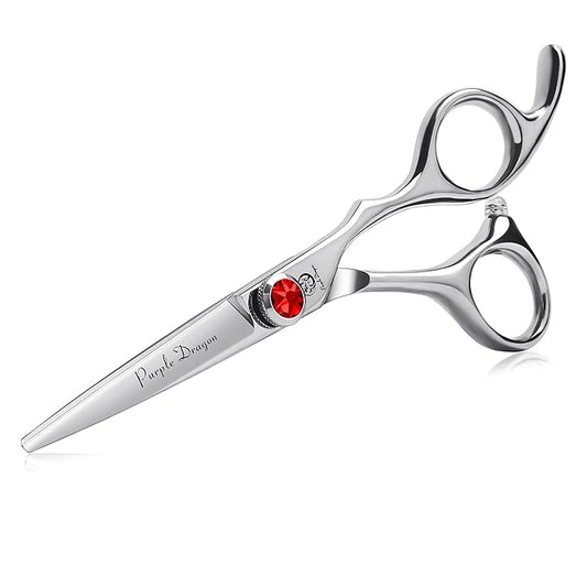 Purple Dragon 4.5/5.0 inch Silver Barber Hair Cutting Scissors/Shears with Bag- Perfect for Professional Hairstylist, Hairdresser (5.0 inch)