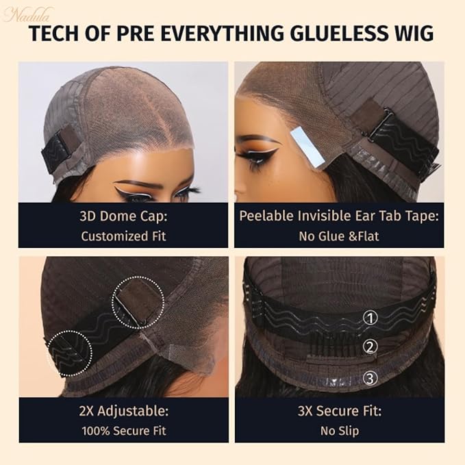Nadula Yaki Straight Bye Bye Knots Lace Frontal Wig Pre Everything Glueless 13x4 Pre-Cut Lace Front Wig Human Hair with 3D Dome Cap Pre Plucked and Bleached Knots 150% Density 22 inch