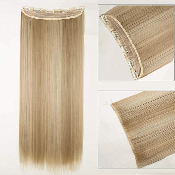 S-noilite® 24"/26" Straight Curly 3/4 Full Head One Piece 5clips Clip in Hair Extensions Long Poplar Style 22colors(26"-straight,Ash Blonde & Bleach Blonde)