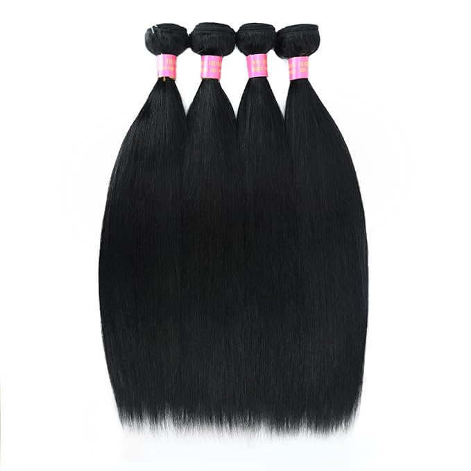 Straight Bundles Human Hair 4 Bundles Human Hair 20 22 24 26 Inch 12A 100% Unprocessed Brazilian Human Hair Extension Natural Black