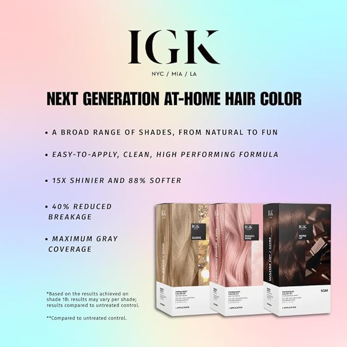 IGK Permanent Hair Dye Color Kit | 2N 00:00 - Black | 100% Gray Color Coverage | Ammonia Free