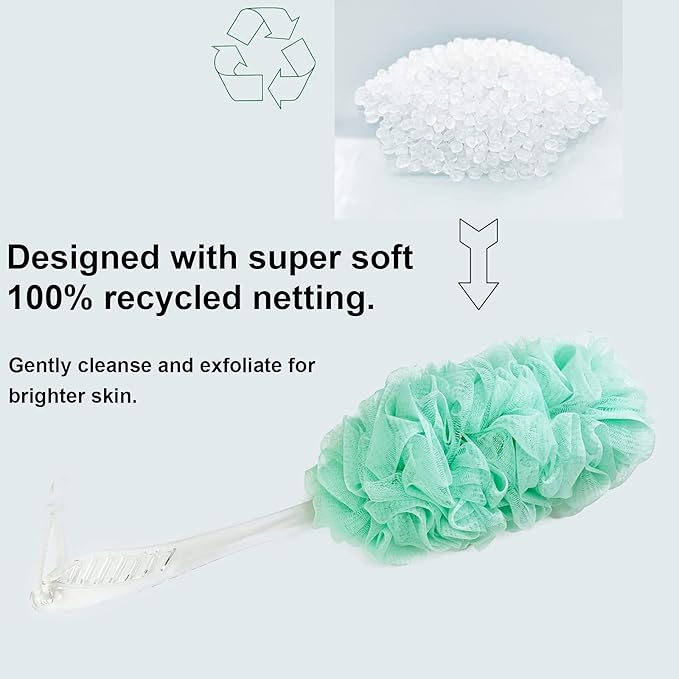 PPHAO - Back Bath Brush - Loofah Sponge Scrubber - Bath Brush Long Handle for Shower - Loofah Exfoliating for Men - Shower Loofah for Women - Green Loofah - 1Pack