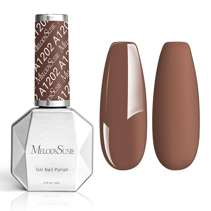 MelodySusie Thick Brown Gel Nail Polish,0.5fl oz Cocoa Nails Soak Off UV LED Caramel Coffee Brown Gel Polish Gift for Women Nail Art Manicure Salon DIY Nail Design Decoration at Home-A1202
